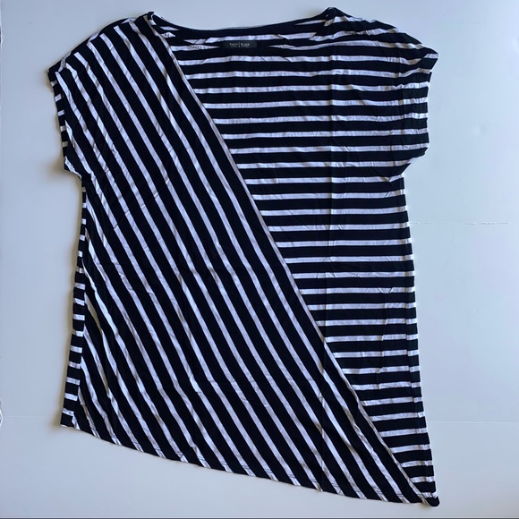 White House Black Market Tops - *White House Black Market Short Sleeve Top - Stripes - Size Large